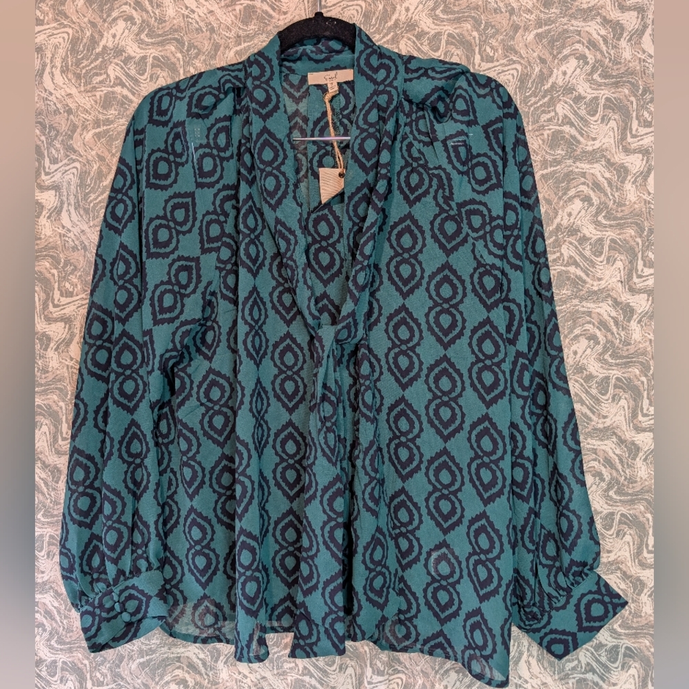 NWat Easel Blouse With Tie Size Small